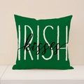 Saint Patrick's Day dark green linen throw pillow cover with Irish kisses print - ST019-4 Dark Green Kisses