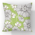 Cartoon rabbit collection: square linen pillowcase with green floral vine pattern - Green Mallow (YM40-7)