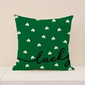 Green St. Patrick's Day lucky clover pattern linen throw pillow cover for couch - ST019-1 Shamrock Pattern