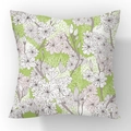 Green rabbit pillow cover with white floral pattern and premium linen texture finish - Green Floral (YM40-6)