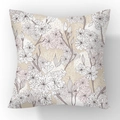 Linen throw pillow cover with vintage beige floral branch print for sofa decor - Beige Retro Floral (YM40-9)