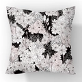 Modern square pillowcase with black and white floral pattern in a minimalist art style - Black Floral (YM40-13)