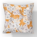 Linen bunny cushion cover featuring orange floral patterns for modern sofa decor - Orange Floral (YM40-3)