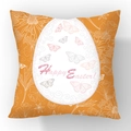 Orange Easter bunny pillow cover with floral patterns and Happy Easter text print - Orange Butterfly Egg (YM40-2)