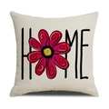 Funda de cojín HOME con estampado de margaritas de lino para decoración de sofá - Estilo Letra Artística HOME Beige (YMS14-4)