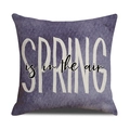 Detailed close-up of lavender spring linen pillowcase with purple watercolor print and text - 45x45cm / Spring Slogan Purple Style (YMS19-2)