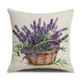 Lavender flower basket printed linen throw pillow cover for spring home decor - 45x45cm / Lavender Basket Style (YMS19-4)