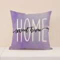 Lavendel Aquarell Kissenbezug mit HOME sweet home Aufdruck auf Leinenstruktur - Lila Home Buchstabenvorlage (YMS12-2) / 45x45cm (Nur Bezug)