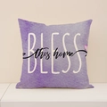 Lavendel Aquarell Kissenbezug mit BLESS this home Druck und Leinenstruktur für das Sofa - Lila Bless Buchstabenvorlage (YMS12-3) / 45x45cm (Nur Bezug)