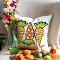 Easter linen pillowcase with three painted carrots and Bunny Treats text on white fabric - Carrot Treats Style (YME4-2)