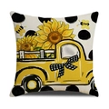 Federa floreale per cuscino con stampa camion di girasoli e pois su sfondo bianco - Stile Girasole Camion Giallo Vintage (YMS26-3) / 45*45cm Federa