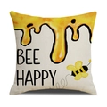 Nordic style pillowcase featuring yellow bee happy print on linen fabric - BEE HAPPY Fluid Honey Style (YMS2-6)