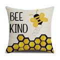 Square linen bee cushion cover with Bee Kind print and honeycomb pattern - BEE KIND Honeycomb Decor Style (YMS2-7)