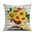 Housse de coussin en lin moderne avec motif tournesol, vélo et texte bloom imprimé - 45*45cm (Housse de coussin uniquement) / Style bicyclette jaune et tournesol (YMS42-10)