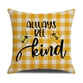 Square yellow gingham throw pillow cover featuring cute bees and Always Bee Kind quote - Gingham ALWAYS BEE kind Style (YMS2-12)