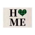 Mantel individual de lino con letras HOME y corazón de cuadros verdes sobre tela - 45x30cm / Estilo HOME Corazón a Cuadros (CD9-2)