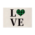 Mantel individual de lino rectangular con estampado LOVE negro y corazón a cuadros - 45x30cm / Estilo LOVE Corazón a Cuadros (CD9-3)