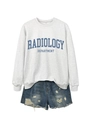 Detail of grey sweatshirt with Radiology Department print and distressed denim shorts - S / Sweatshirt And Shorts / Off-White
