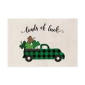Set de table en lin avec camion à carreaux vert et citation pour la Saint-Patrick - 45x30cm / Style Camion à Carreaux Trèfle (CD9-7)