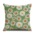 Kissenbezug mit Gänseblümchen-Druck in Grün aus Leinen für Sofa-Heimdekoration - Grünes kleines Gänseblümchen-Muster (YMS48-2)