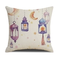 Moon and watercolor lantern printed cushion cover for living room sofa decoration - 45cm (No Insert) / Purple Blue Lanterns (YMZ1-2)
