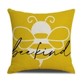 Federa in lino giallo con motivo ape bianca e scritta decorativa 'bee kind' - Silhouette di Ape e Testo (YMS1-13)