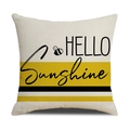 Fodera per cuscino in lino con ape e scritta Hello Sunshine a strisce gialle e nere - Hello Sunshine e Ape (YMS1-14)
