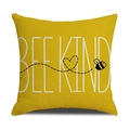 Federa quadrata in lino giallo con scritta Bee Kind e stampa a forma di ape - Bee Kind e Percorso a Cuore (YMS1-16)