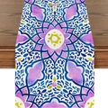 Detail of purple mandala pattern table runner on a dark wood dining table setup - Mandala Style Floral Texture (ZQ16-7)