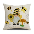 Fodera per cuscino in lino con gnomo bombo e girasole per decorazioni per feste - Gnomo Ape e Girasole (YMS1-6)