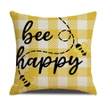 Fodera per cuscino in lino con motivo a quadretti gialli e api stile Bee Happy - Gingham Giallo Bee Happy (YMS1-8)