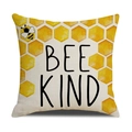Fodera per cuscino in lino Bee Kind con motivo a nido d'ape giallo e ape cartoon - Sfondo Nido d'Ape Bee Kind (YMS1-10)