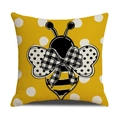 Federa per cuscino ape gialla con pois bianchi e motivo decorativo a fiocco a quadri - Ape con Fiocco a Pois (YMS1-10)