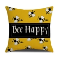 Fodera per cuscino in lino con api e scritta Bee Happy per divano e feste - Stampa Piccole Api Multiple (YMS1-11)
