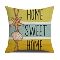 Dettaglio della federa nautica con stampe di stelle marine e scritta Home Sweet Home - Stile a Righe Home Sweet Home (YMS60-3)
