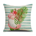 Vierkante linnen kussenhoes met cartoon kabouter en blauw-witte strepen op witte basis - Kabouter Hibiscus Stijl (YMX13-4)
