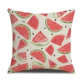 Detail of square pillowcase showing watercolor watermelon print and fabric texture - Full Print Watercolor Watermelon (YMS52-2)