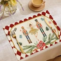 Christmas nutcracker placemat with soldier print and festive red checkered border - 23cd2-30 / 30*45cm