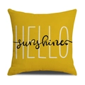 Gele linnen kussensloop met HELLO sunshine print voor bankdecoratie - HELLO sunshine Letterstijl (YMC7-2)