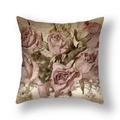 Square floral throw pillow cover with dry rose art print and romantic love quotes - Dried Roses Vintage Print (YMC15-5)