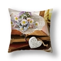 Detail of the vintage floral pillow case featuring rustic books and flower bouquet print - Old Books and Lace Mat (YMC15-13)