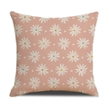 Detailed view of linen pillowcase featuring white daisy prints and natural texture - Light Pink Small Floral Style