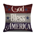 American style pillow cover with patriotic wood grain design and God Bless America print - 45x45cm(Cover Only) / God Bless AMERICA Wood Grain Design (YMD3-2)