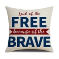 Nahaufnahme Kissenbezug aus Leinen mit US-Flagge Slogan und patriotischem Stickerei - Inspirierender Slogan-Stil (YMD8-1)