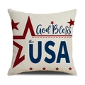 Detail des God Bless USA Kissenbezugs mit Leinentextur und patriotischen Sternenmustern - Gott segne die USA Stil (YMD8-4)