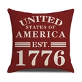 Vintage style Independence Day pillow cover in burgundy with USA 1776 print - USA Est 1776 Red Style (YMD7-2) / Single Pillowcase (Without Insert)