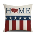 Detailed texture of Independence Day linen pillowcase with patriotic HOME print design - HOME Map Style (YMD7-4) / Single Pillowcase (Without Insert)