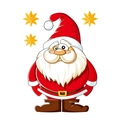 Detailed view of cartoon Santa Claus sticker with golden stars for window decoration - Q Version Santa Claus (No. 9)