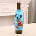 Housse de bouteille de bière de Noël en tricot bleu avec renne et flocons de neige - Renne bleu