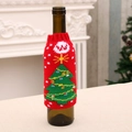 Festive red knitted Christmas beer bottle cover with green tree pattern decoration - Red Tree
